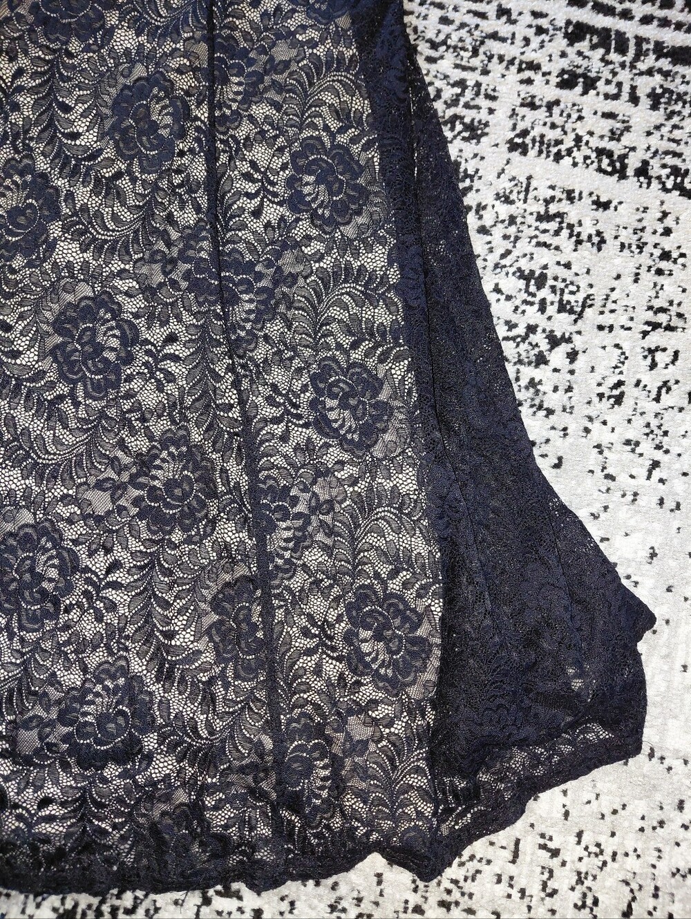 Miusol Black Lace Maxi Gown 2XL Formal Evening Dress Nude Lining Scalloped - Picture 11 of 16
